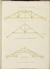 [Three sections of roofs, the first inscribed 'Roof to Chapel at Greenwich framed with Oak'; the second inscribed 'at Mr. Beresfords' [Abbeville also known as Abbeyville House, Kinsealy, County Dublin] and a third inscribed 'A Study for a Church'].