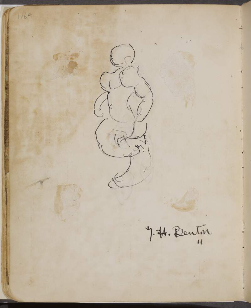 [Study sketch of figure in black ink]