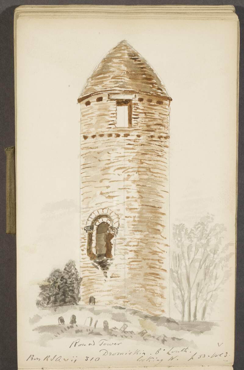 Round tower, Dromiskin, County Louth, looking west