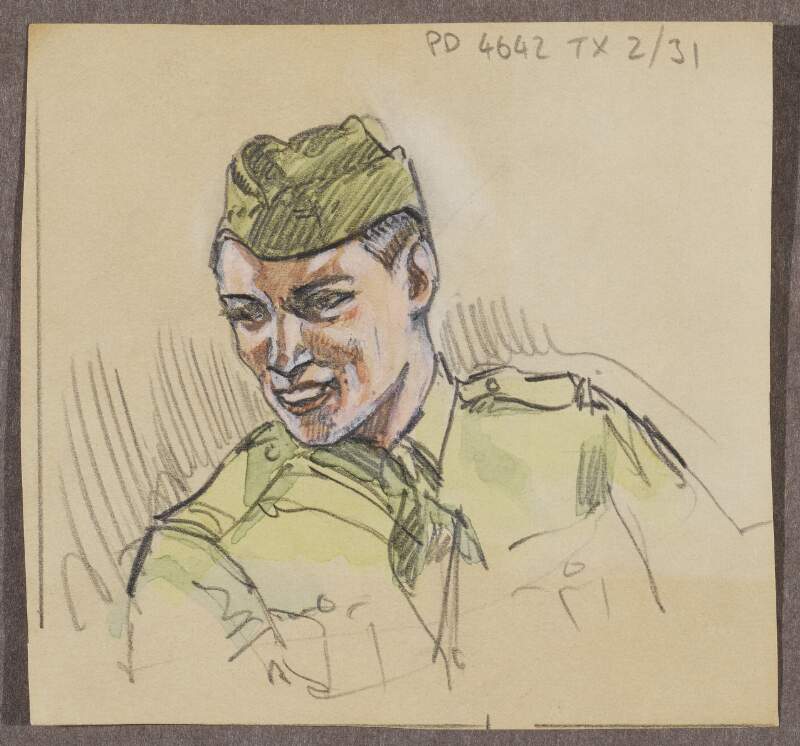 [Portrait head and shoulder sketch of man in military uniform]