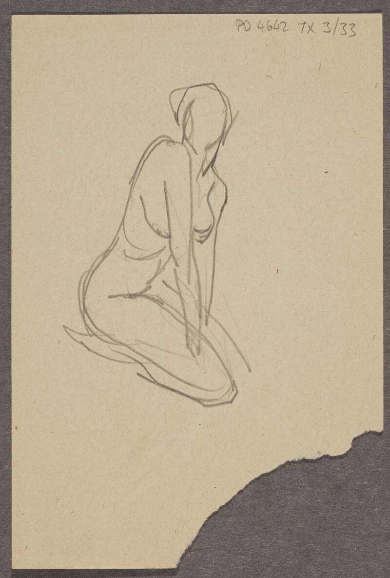 [Study sketch of female figure, kneeling]