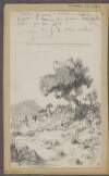 [Sketch of a landscape scene of tree, and hill in the background]