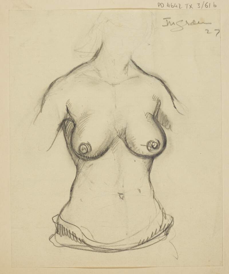 [Study sketch of nude female torso]