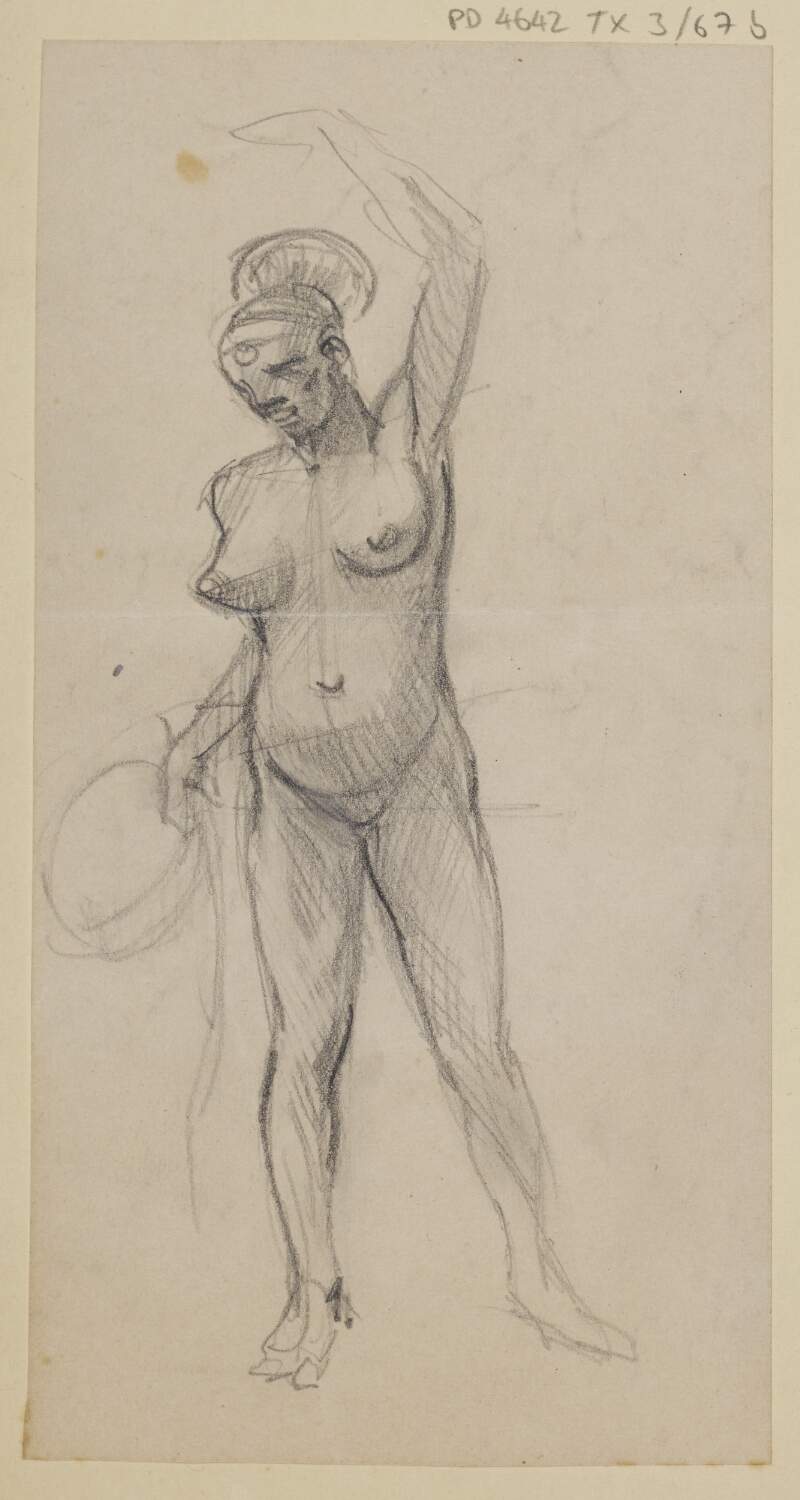 [Study sketch of nude female figure]