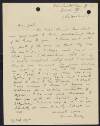 Letter from James Joyce to W. B. Yeats about his play 'Exiles',