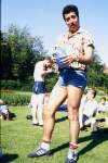 Bill Foley holding a balloon. Pride picnic