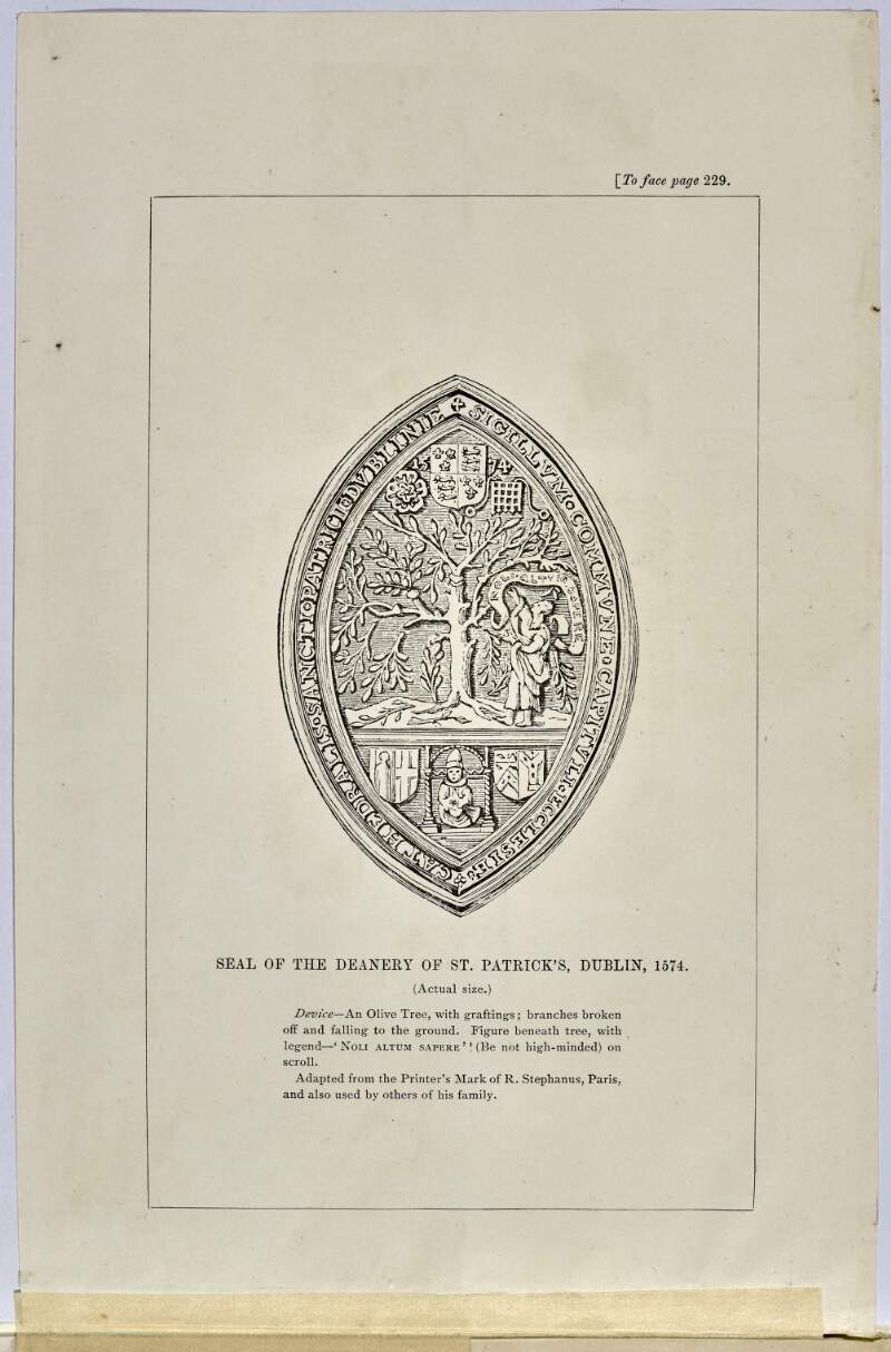 Seal of the Deanery of St. Patrick's, Dublin, 1574