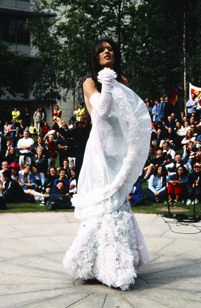 Veda performing on Stage. Dublin Lesbian and Gay Pride March