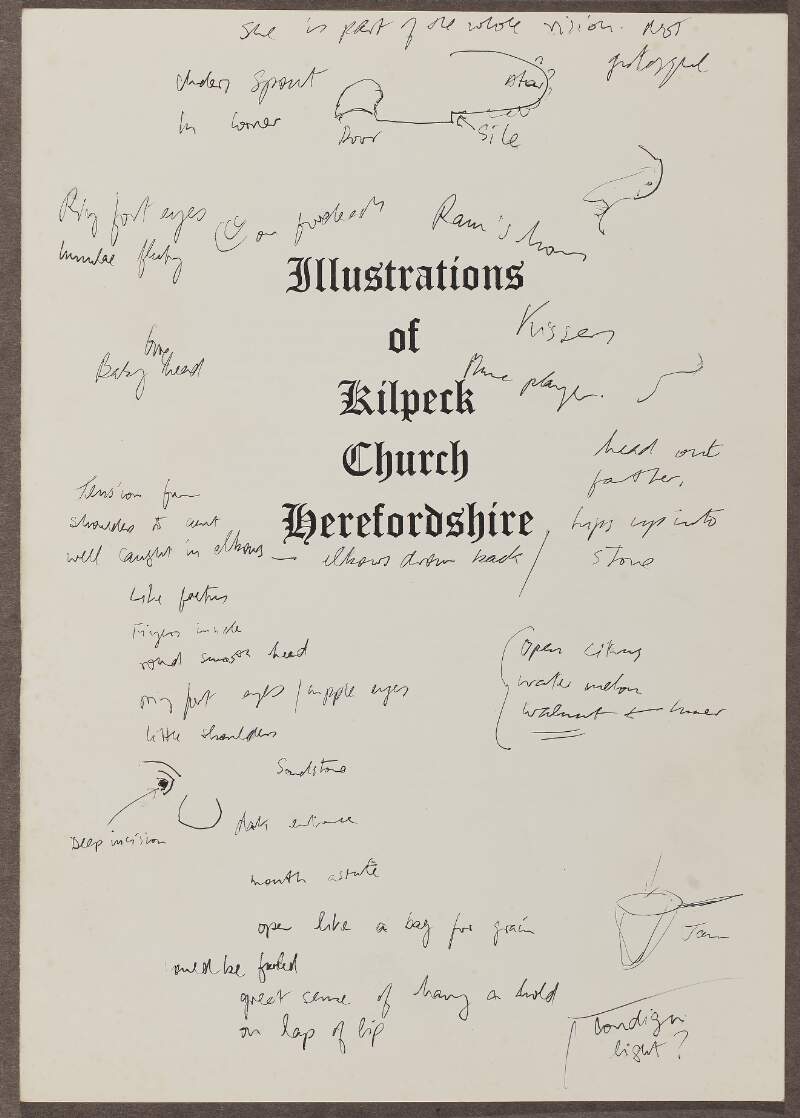Published re-print of G. R. Lewis's 'Illustrations of Kilpeck Church, Herefordshire', with Heaney's manuscript annotations on the front cover,