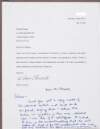 Letter to Heaney c/o Faber and Faber Ltd., requesting the use of a lecture, with Heaney's handwritten response,