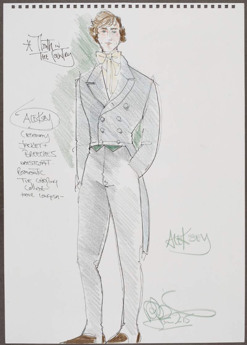 A Month In The Country Aleksey cutaway jacket & breeches waistcoat. Romantic tie covering collar - hair longish - Aleksey