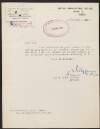 Letter from Major J. Higgins, Chief Lands Officer, to Michael Noyk requesting copies of the claim and any correspondence relating to it,