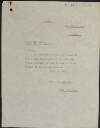 Typescript copy letter from Kevin O'Higgins to Sean O Murthuille, Portobello Barracks, accepting his resignation,