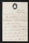 Letter from George Coffey to Jane Coffey regarding a meeting he is attending in Glasgow and a visit to the Edinburgh Museum,