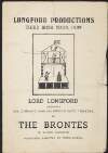Programme for 'The Brontës' by Alfred Sangster, presented by Lord Longford and his company from  the Dublin Gate Theatre,