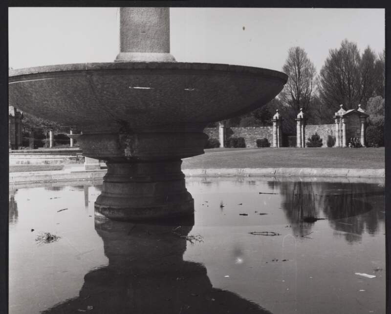 [View of fountain and pond, National War Memorial Gardens, Dublin]
