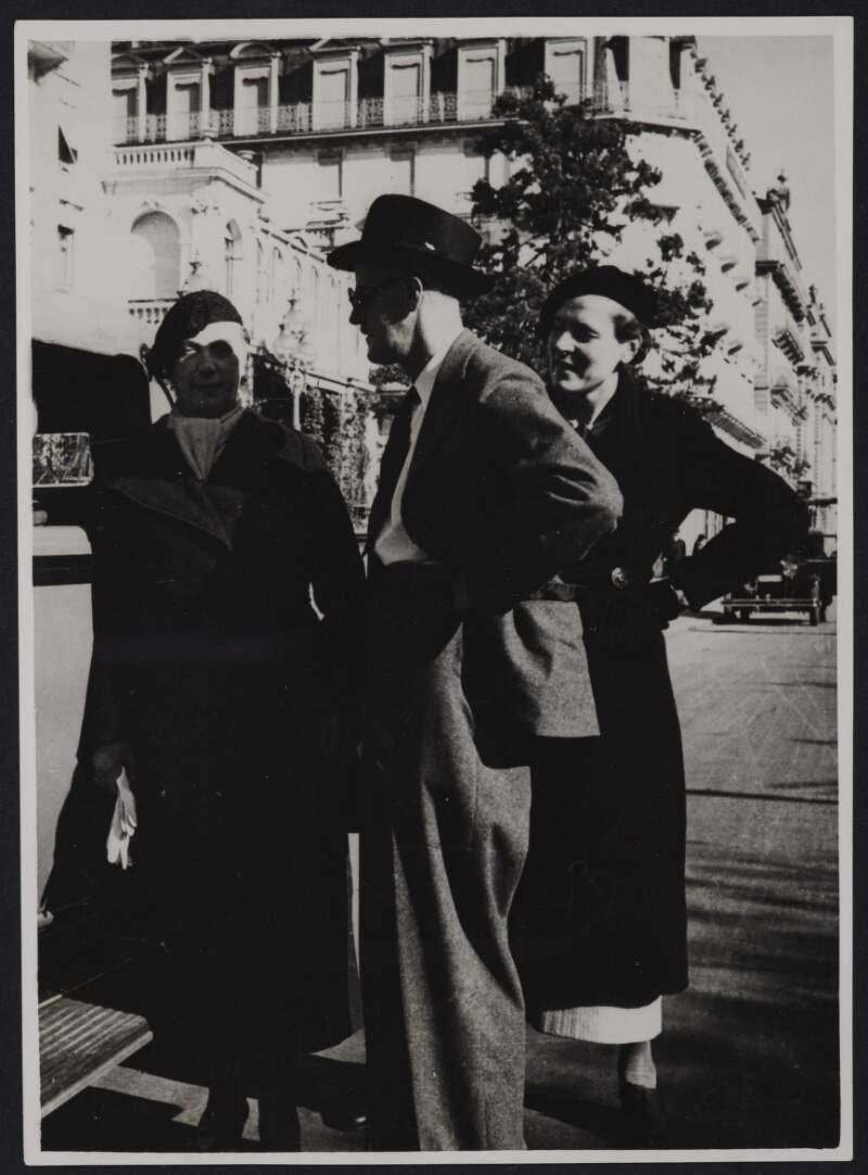 [Left to right: Nora Joyce, James Joyce and Carola Giedion-Welcker in Lucerne, Switzerland]