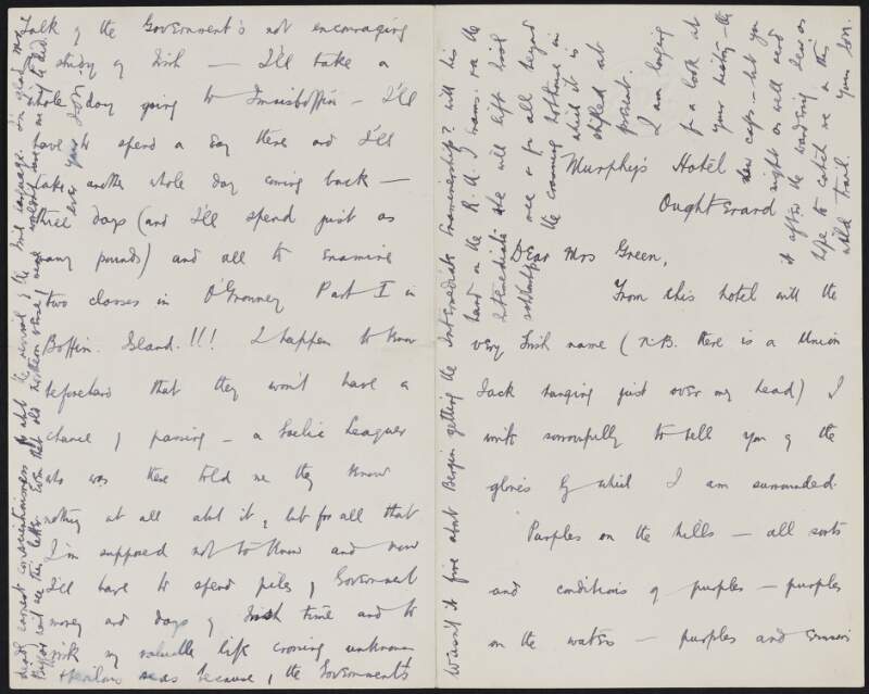 Letter from Joseph O'Neill to Alice Stopford Green regarding the study of Irish and Green's work,