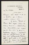 Letter from W. B. Yeats, 82 Merrion Square, S., Dublin, to George Yeats,