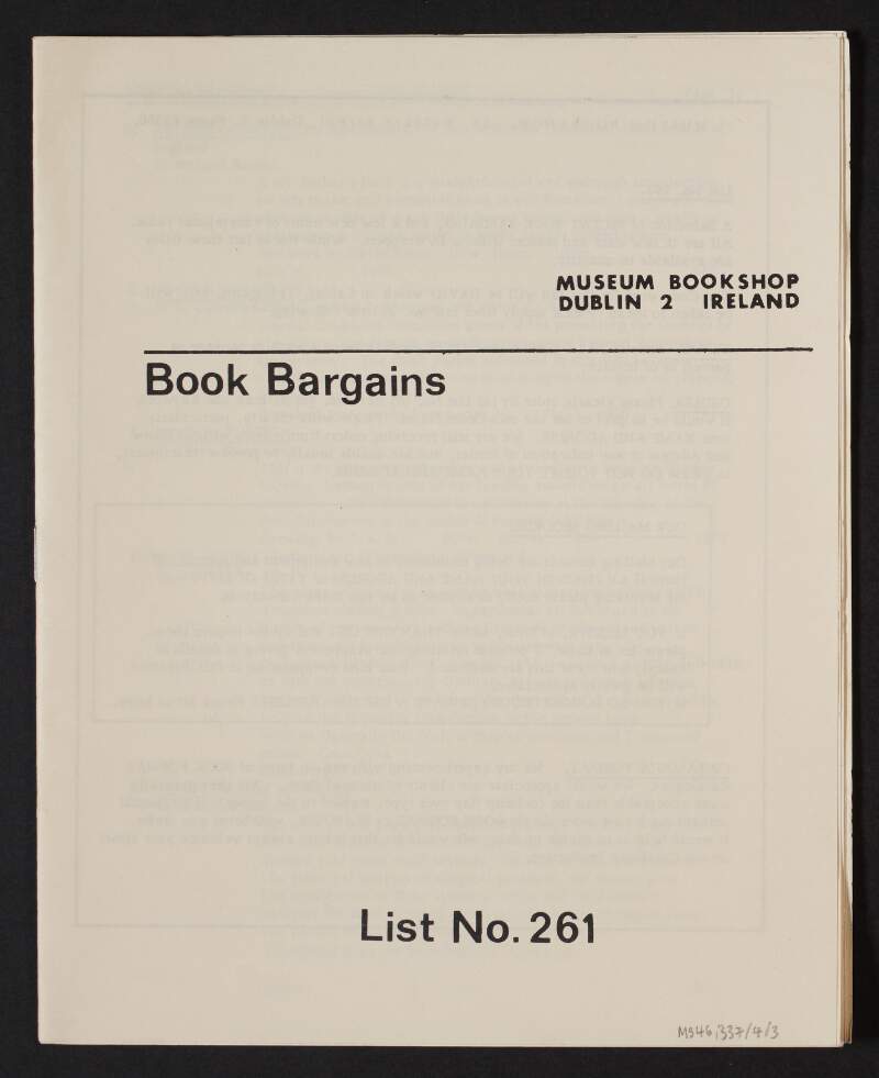 Museum Bookshop catalogue 'Book Bargins, List No. 261',