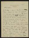 Letter from W. B. Yeats, Penns in the Rocks, Withyham, Sussex, to George Yeats,