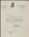 Letter from the Royal Dublin Society to J.J. O'Connell congratulating him on a promotion,
