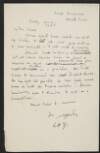 Letter from W. B. Yeats, Hotel Terminus, Monte Carlo, France, to George Yeats, Riversdale, Rathfarnham, Dublin, Ireland, Irlande,