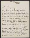 Letter from W. B. Yeats, 4 Broad Street, Oxford, [England], to Olivia Shakespear, 12 Brunswick Gardens, Kensington, London, W. 8.,