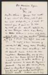 Letter from W. B. Yeats, 82 Merrion Square, [Dublin], to Olivia Shakespear,