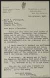 Typescript letter from Gerard Anthony Hayes-McCoy, National Museum of Ireland, Dublin, to Florence O'Donoghue, Loc Lein, Eglantine Park, Douglas Road, Cork, regarding the donation of a pikehead,