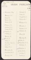 Annotated card listing members of the Irish Parliamentary Party in 1912,
