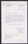 Typescript letter from Richard J. Hayes to Florence O'Donoghue regarding Diarmuid Lynch's papers,