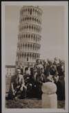 [Group of people standing in front of the leaning tower of Pisa, Italy]