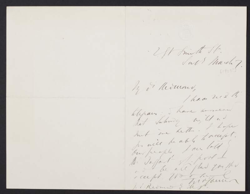 Letter from T. P. O'Connor, London, to John Redmond, requesting Redmond accept an invitation,